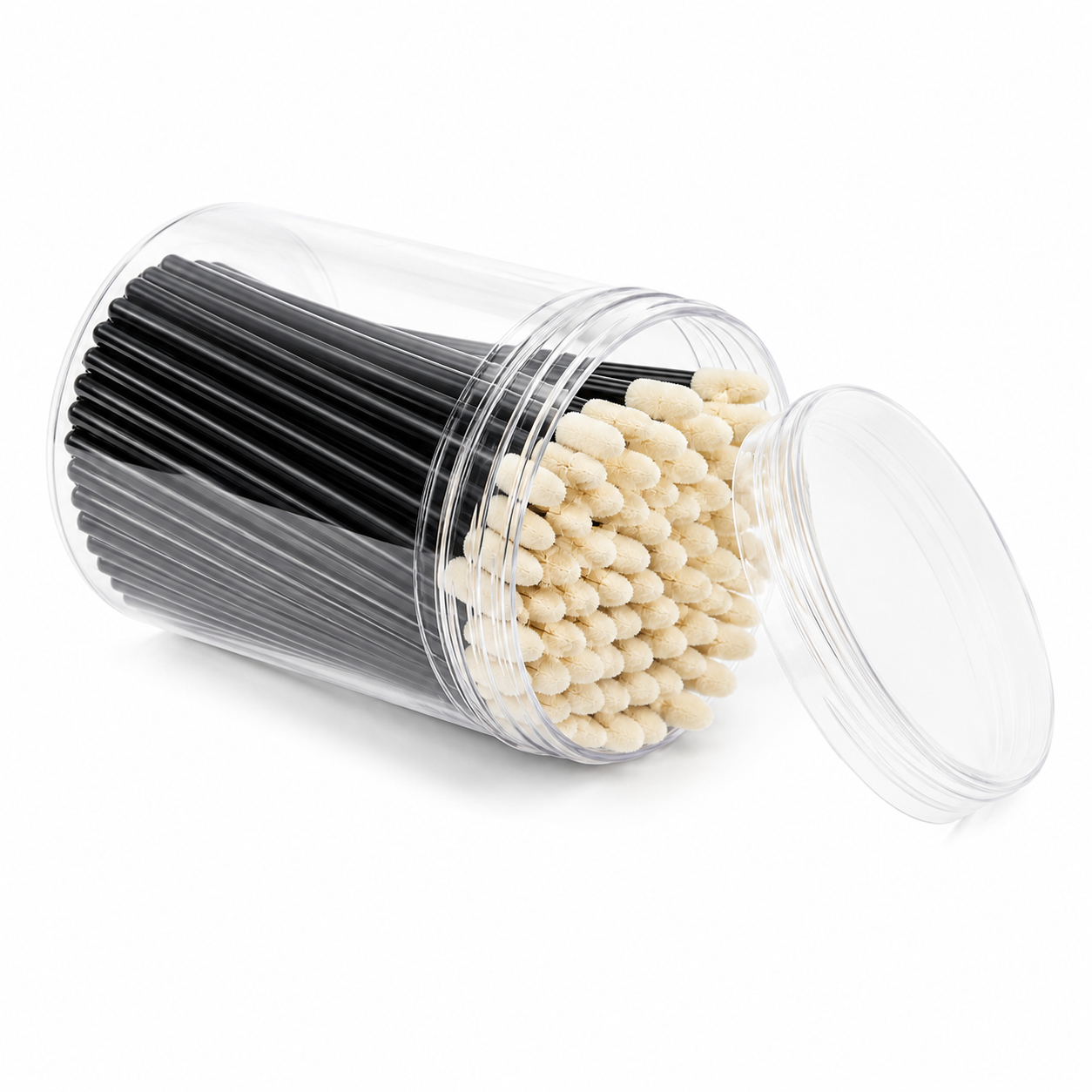 Dermastil 200 pinceaux microfibres sans peluches noirs – Bâtonnets nettoyants professionnels pour extensions de cils