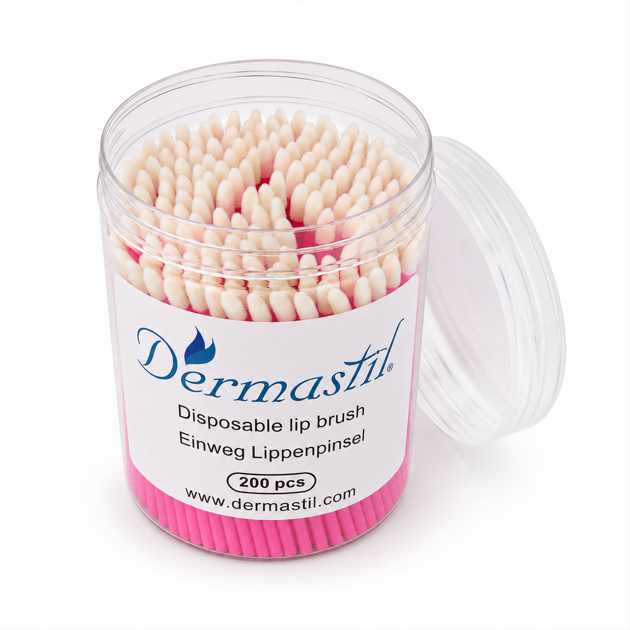 Dermastil 200 pinceaux microfibres sans peluches roses – Bâtonnets nettoyants professionnels pour extensions de cils