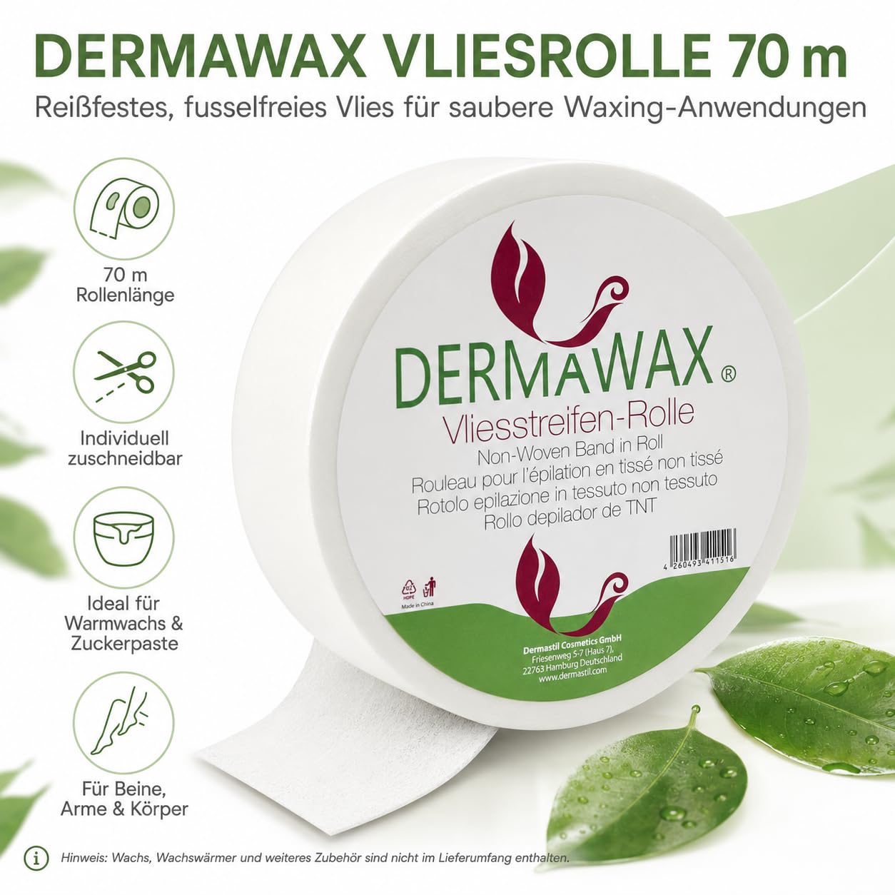 Dermawax Vliesrolle für Waxing 70 m - individuell zuschneidbar