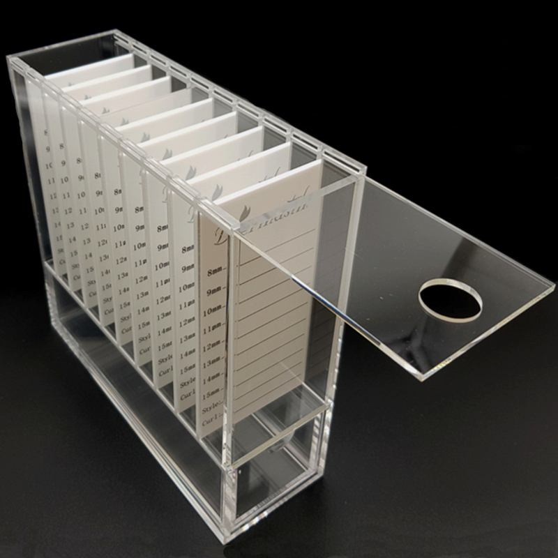 Dermastil – Lashbox Storage Wimpernbox Transparent aus Acrylglas – Aufbewahrungsbox für Wimpernverlängerung – Inklusive 9 Acrylplatten mit Schublade