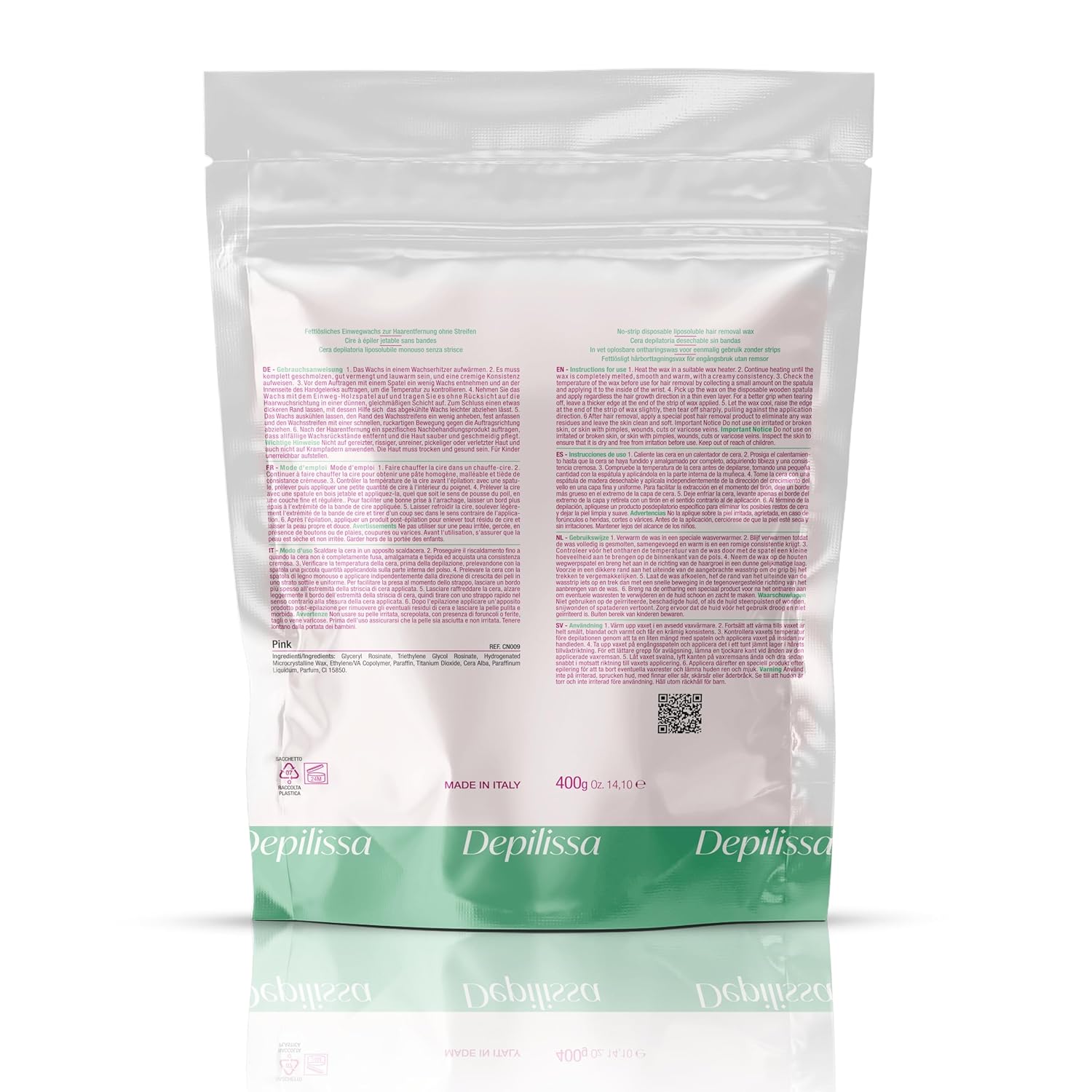 Depilissa – Perlas de Cera Depilatoria Pink – 400 g – Cera Caliente Profesional TIO2 – Depilación Sin Bandas – Rostro – Cuerpo – Bikini