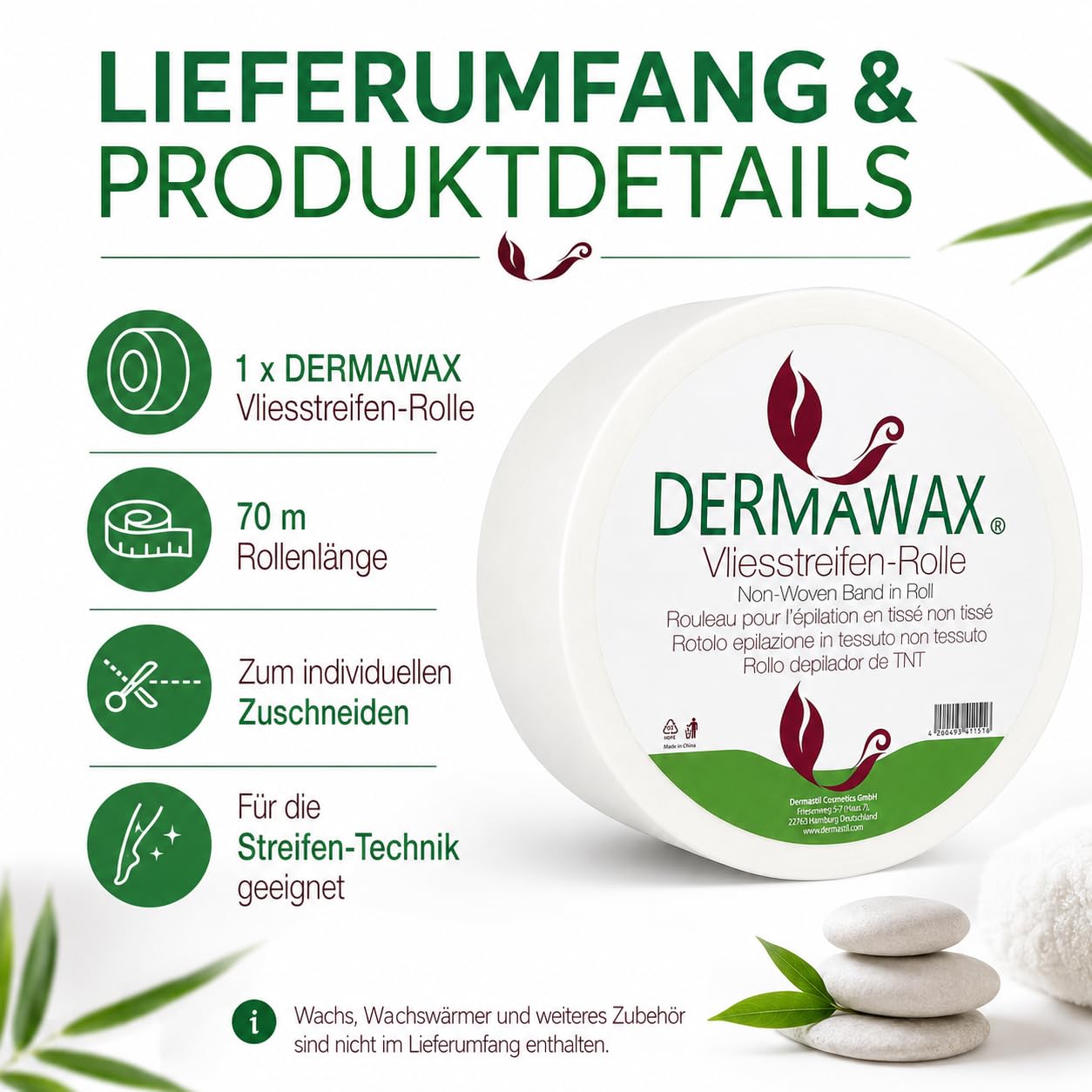 Dermawax Vliesrolle für Waxing 70 m - individuell zuschneidbar