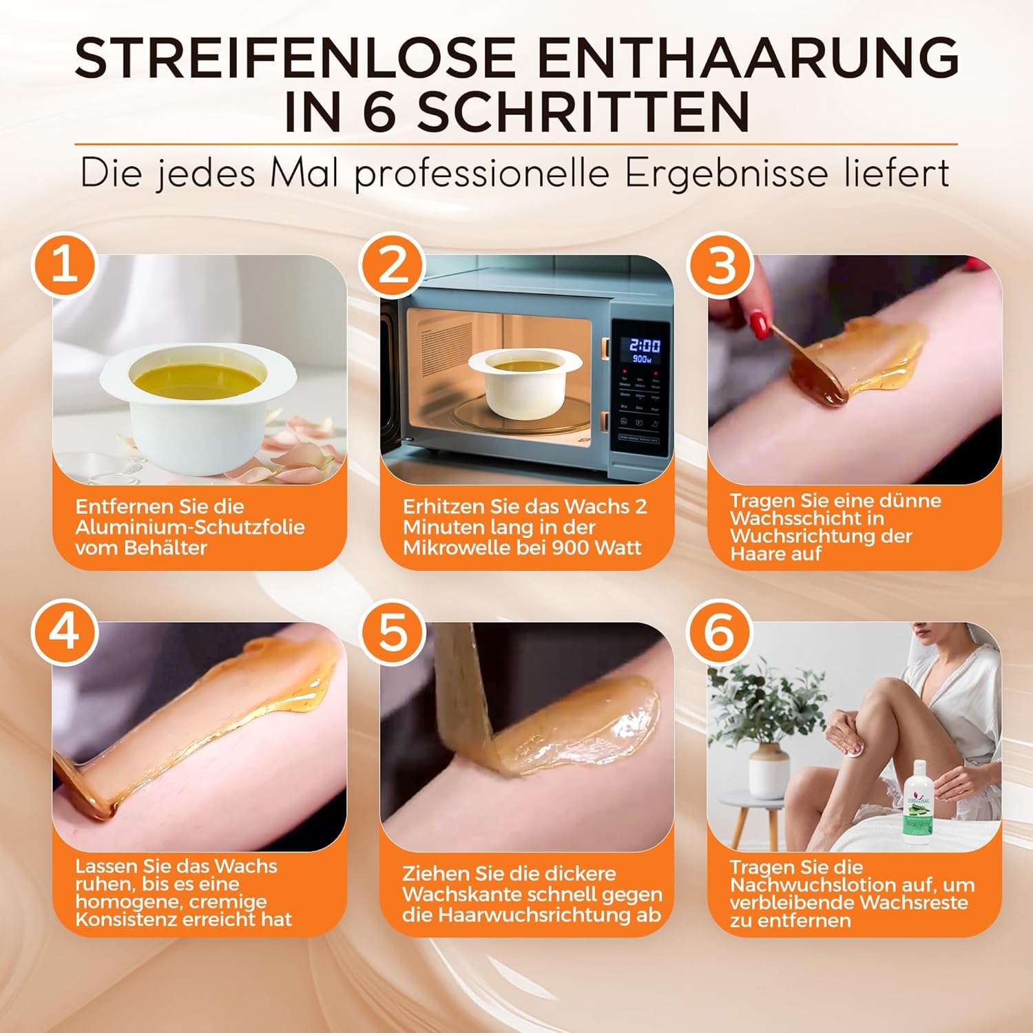 Cire chaude à épiler 300 g – Chauffage au micro-ondes – Épilation sans bandes avec spatule – Corps & zones ciblées