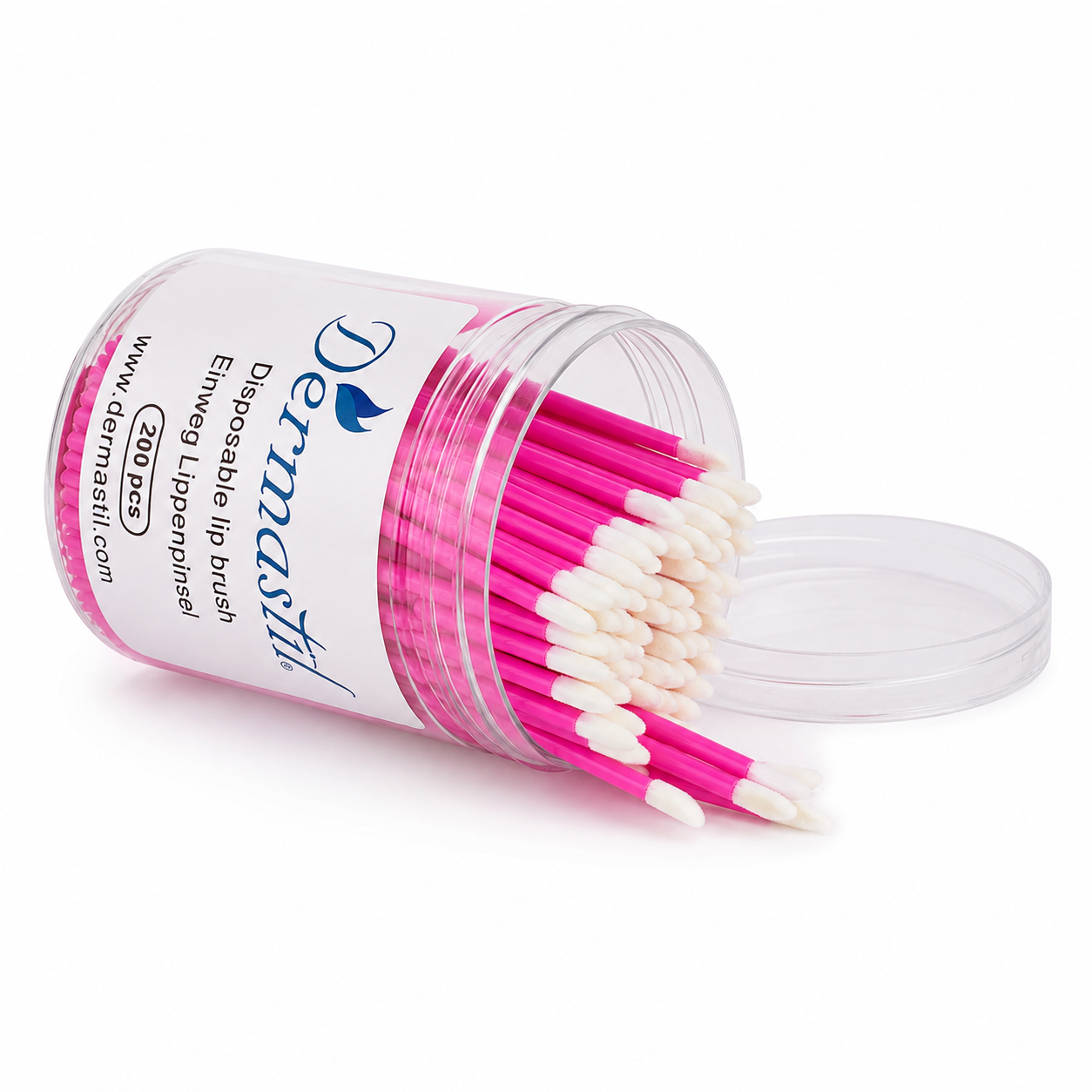 Dermastil 200 pinceaux microfibres sans peluches roses – Bâtonnets nettoyants professionnels pour extensions de cils